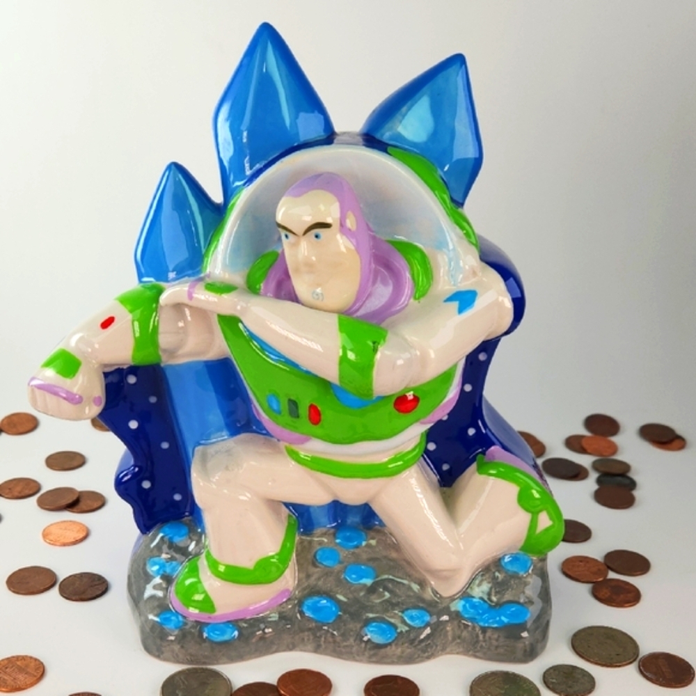 Disney/Pixar BUZZ LIGHTYEAR Ceramic Coin Bank, VTG 90s EUC Toy Story